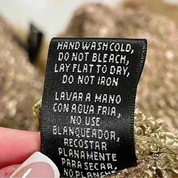 Slonl Wool Blended Long Sleeve Sweater with Faux Fur Trim Golden Threads Size M - Picture 11 of 13